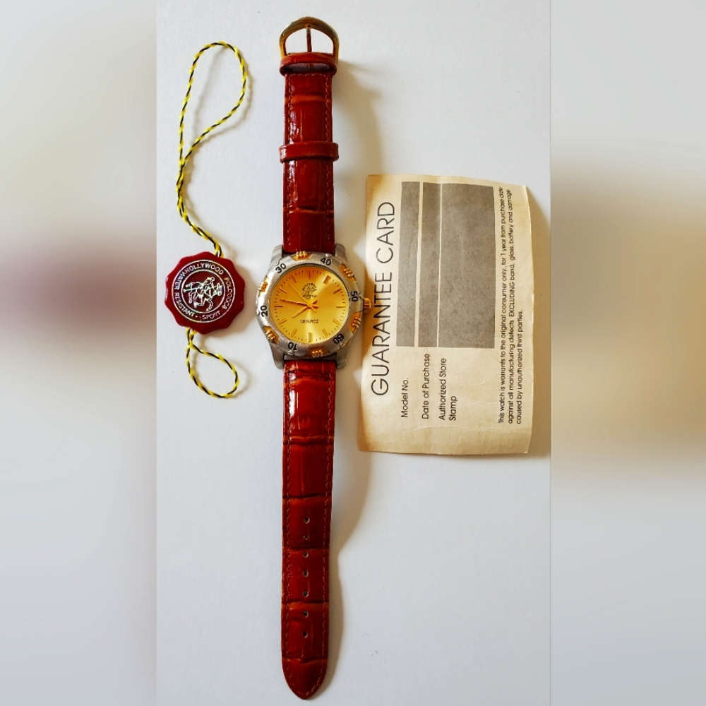 Vintage Hollywood Polo8000 Men's Leather Strap Wristwatch. NWT
